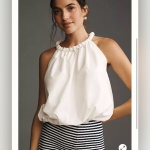 Anthropologie white braided bubble tank